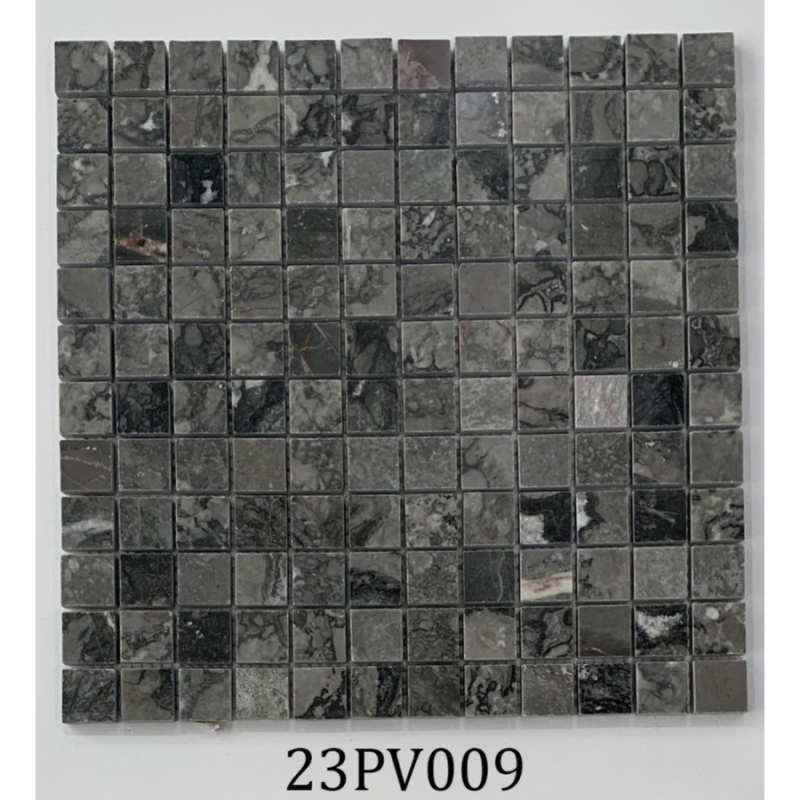 Gạch mosaic đá tự nhiên đen vân trăng 23PV009