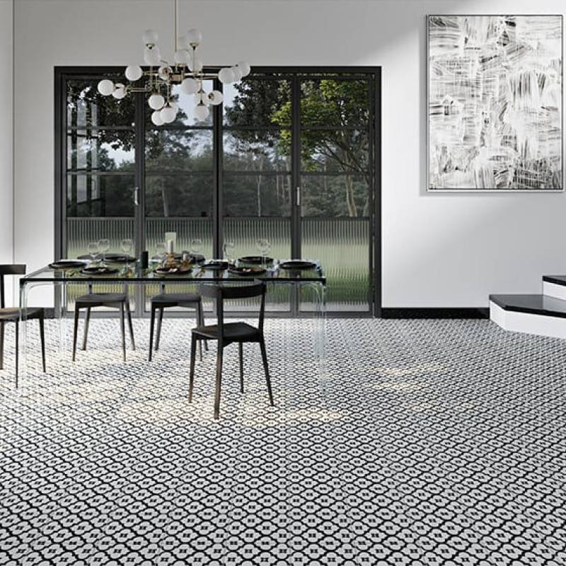 Gạch bông men 200x200mm DS2904 (BD trắng)