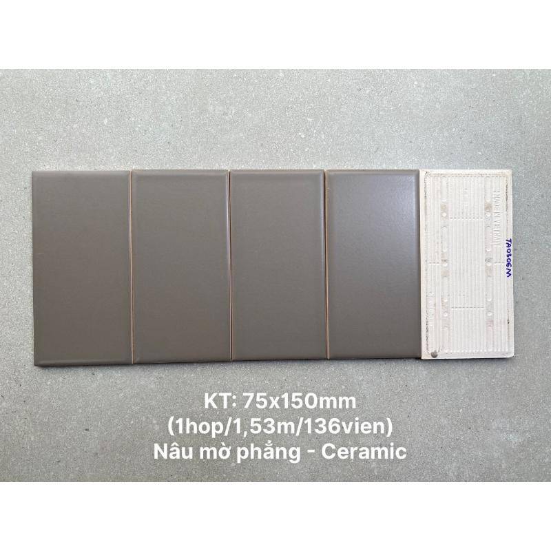 Gạch thẻ KT 75x150mm nâu mờ phẳng TA0306M