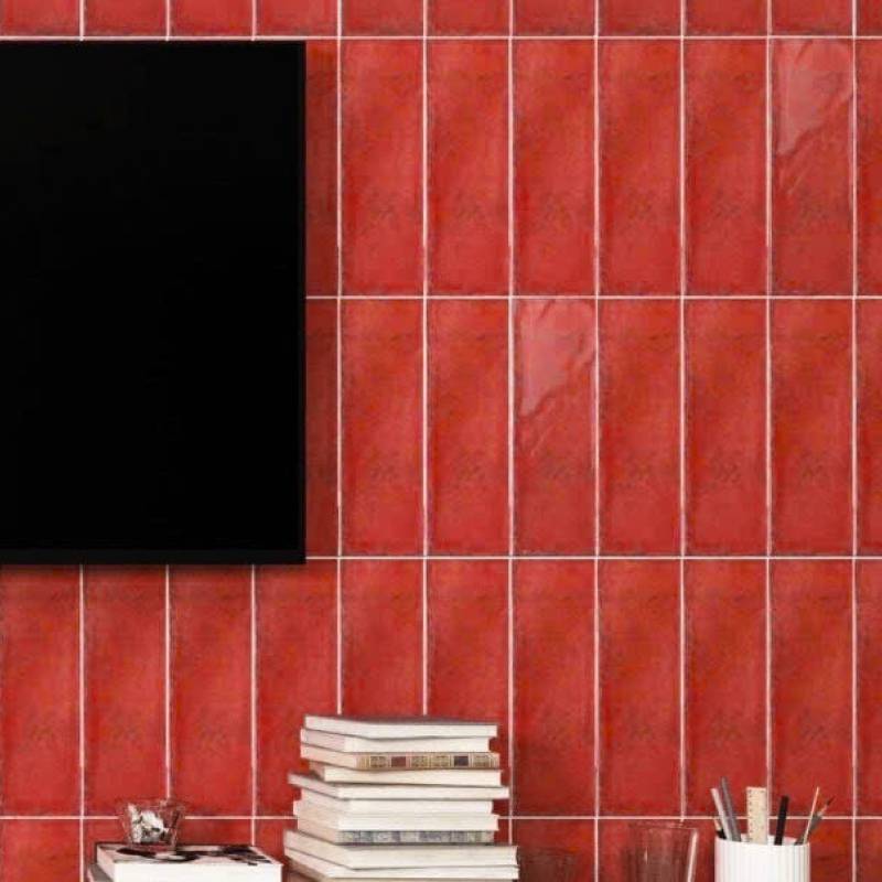 Gạch thẻ đỏ loang bóng phẳng LS1310