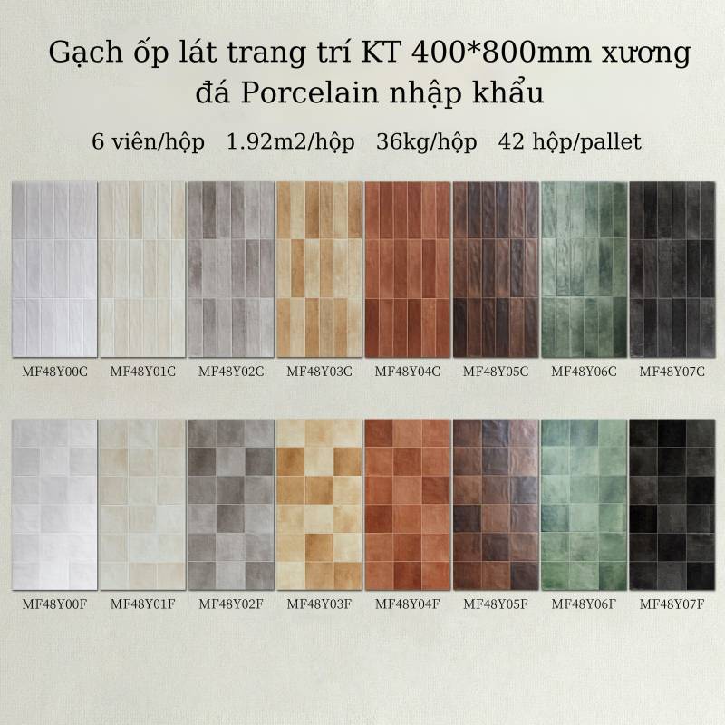 Gạch ốp tường giả thẻ 40x80cm men matt mã MF48Y06F