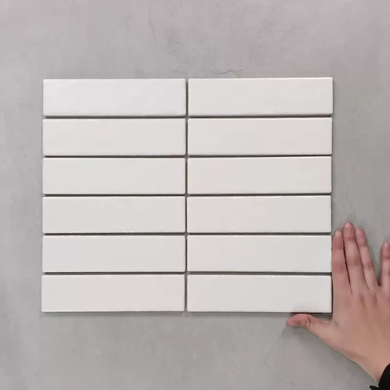 Gạch thẻ trắng bóng phẳng KT 50x200mm STA50200