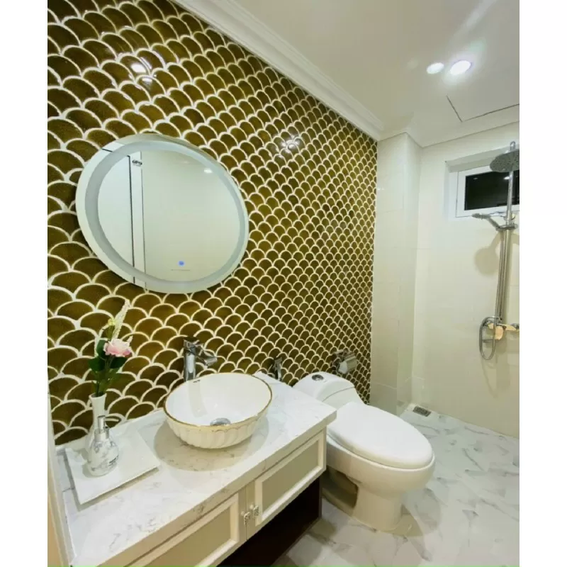 Gạch Mosaic vảy cá men rạn màu vàng MHF 70