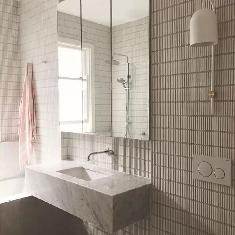 Gạch Mosaic que màu trắng cao cấp mã MHT 038