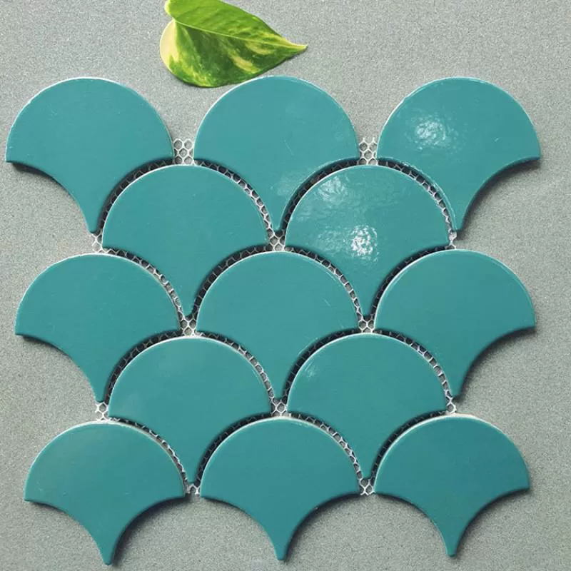 Gạch Mosaic vảy cá màu xanh đậm men bóng GP-FT118B4
