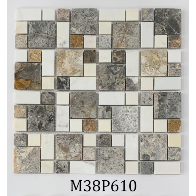 Đá Mosaic Mixed 23x48 DK + Trắng sữa M38P601
