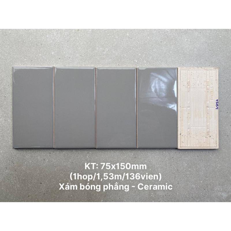 Gạch thẻ KT 75x150mm xám bóng phẳng PSTA75154