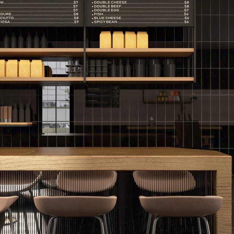 Gạch thẻ cao cấp đen bóng phẳng KT 75x300mm PSTA75307