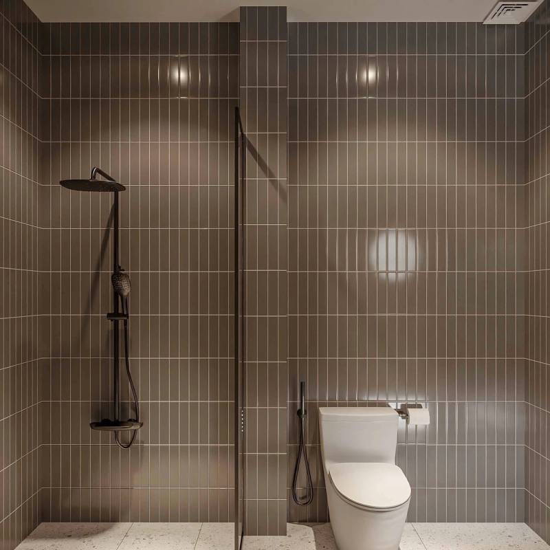 Gạch thẻ cao cấp nâu bóng phẳng KT 75x300mm TA0312P