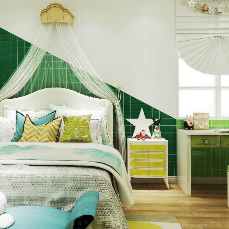 Gạch thẻ KT 100x100mm xanh lá bóng phẳng M1112