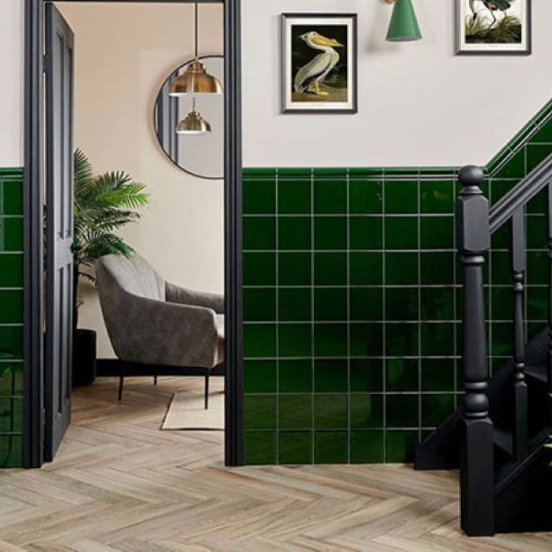 Gạch thẻ KT 100x100mm xanh lá bóng phẳng M1112