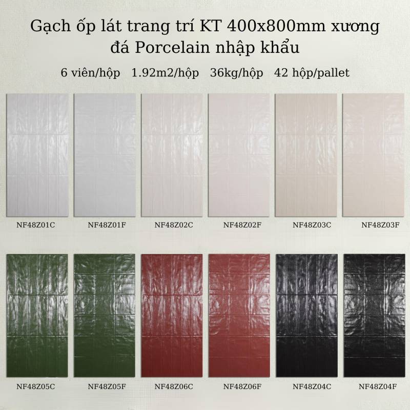Gạch ốp tường giả thẻ 400x800cm men matt NF48Z01F