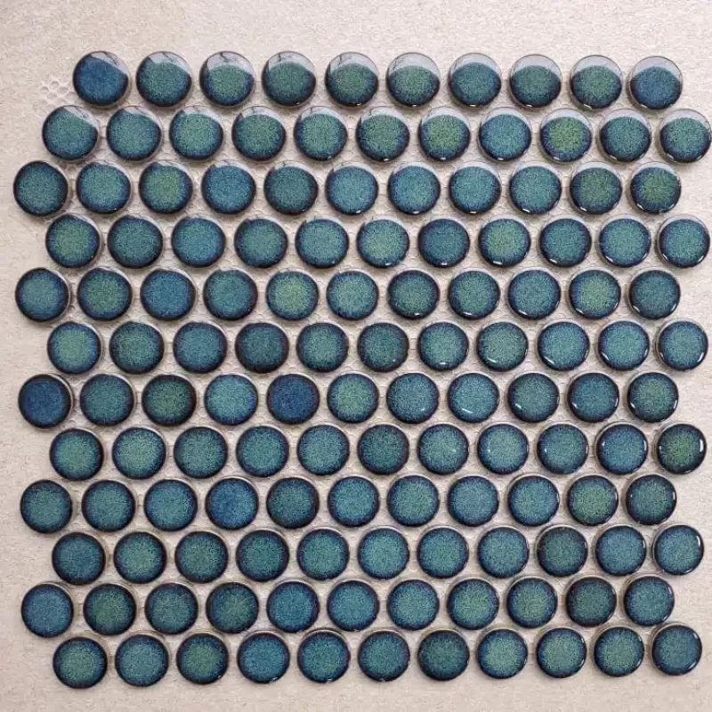 Gạch Mosaic bi tròn xanh bóng rạn 19EB-D77