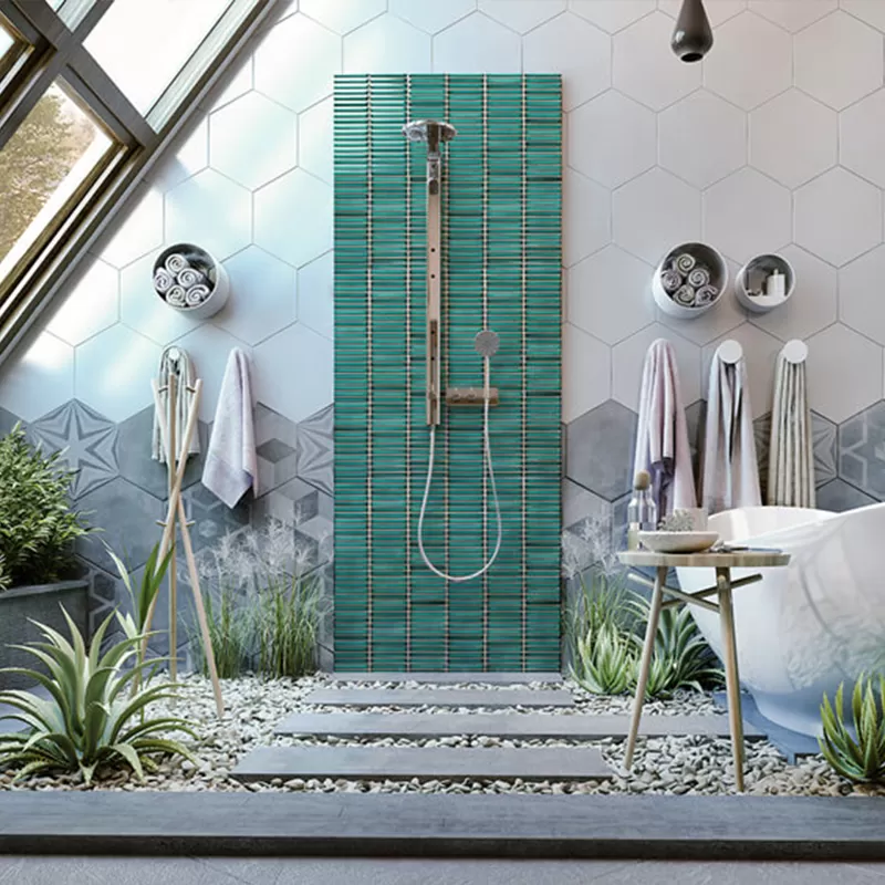 Gạch Mosaic que men rạn xanh MHT018(Gp-ct12924)