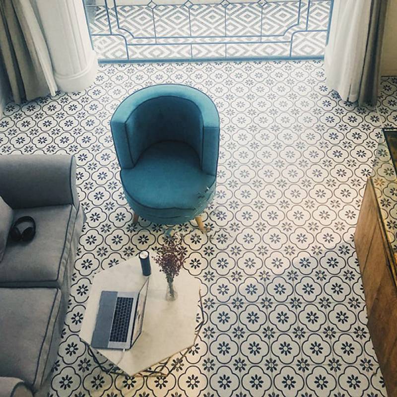 Gạch bông men KT 200x200mm F2086(BD vàng)