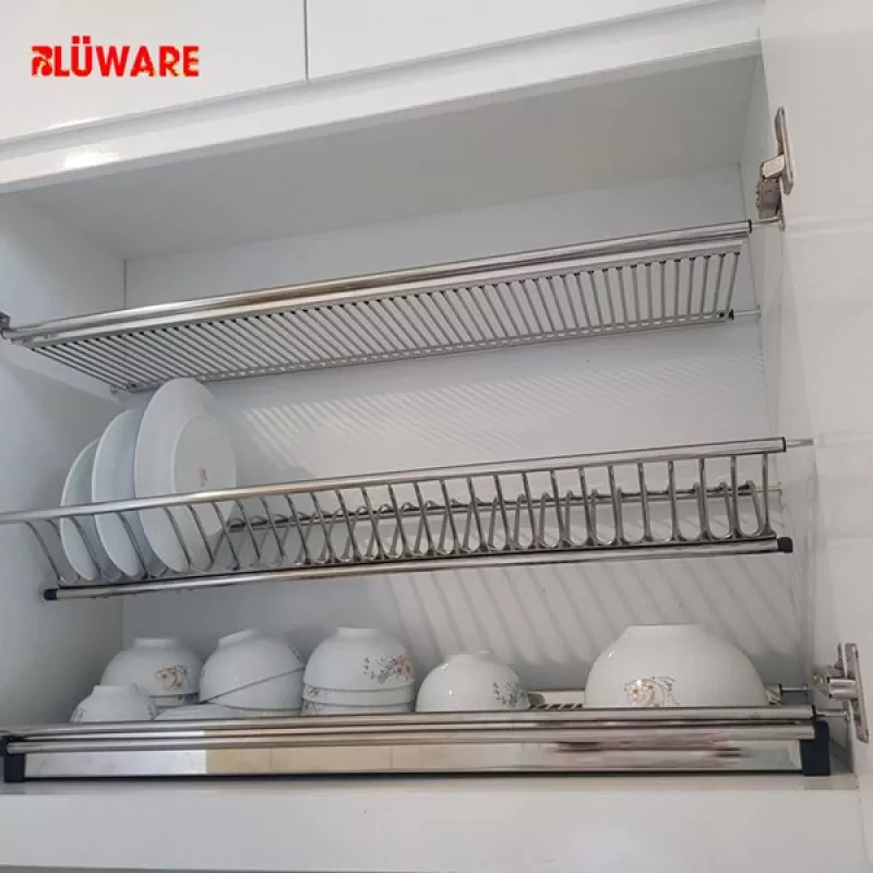 GIÁ BÁT CHỮ V 3 TẦNG INOX 800MM BLUWARE BL - 800E3