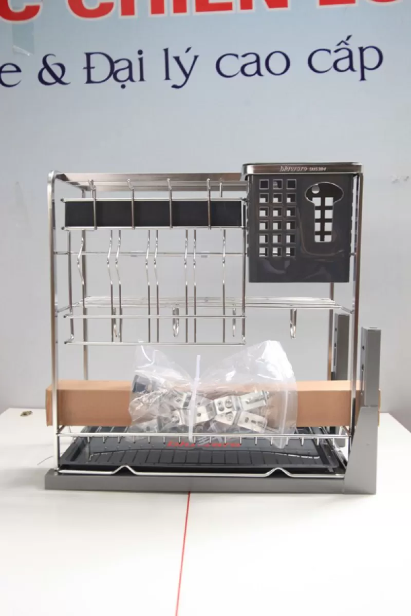 GIÁ DAO THỚT, CHAI LỌ GIẢM CHẤN DẠNG NAN INOX 300MM BLUWARE MÃ: D30 (NA0930 - SUS304)