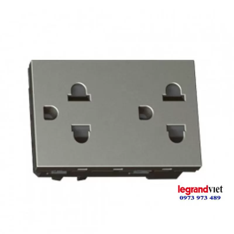 Hạt ổ cắm đôi legrand màu xám