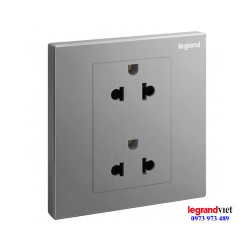 Ổ cắm đôi ba chấu Galion màu Dark Silver