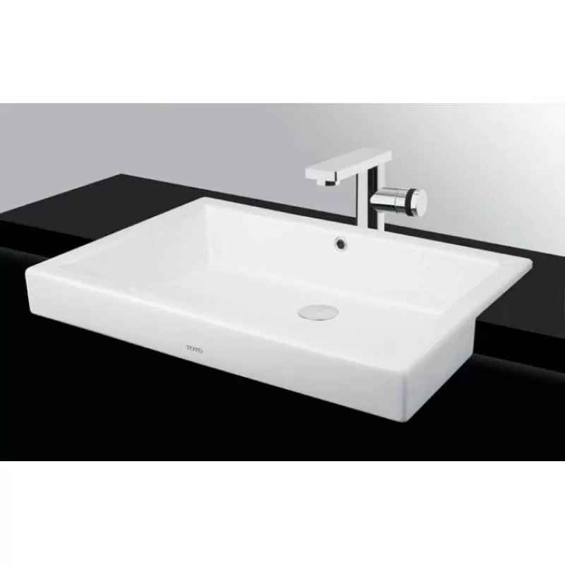 Chậu rửa mặt lavabo TOTO LW646JW/F#W bán âm bàn đá chữ nhật 600x400mm - Tuấn Đức