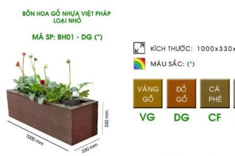 Bồn hoa, chậu hoa trang trí BH01 – Gỗ nhựa ngoài trời Việt Pháp