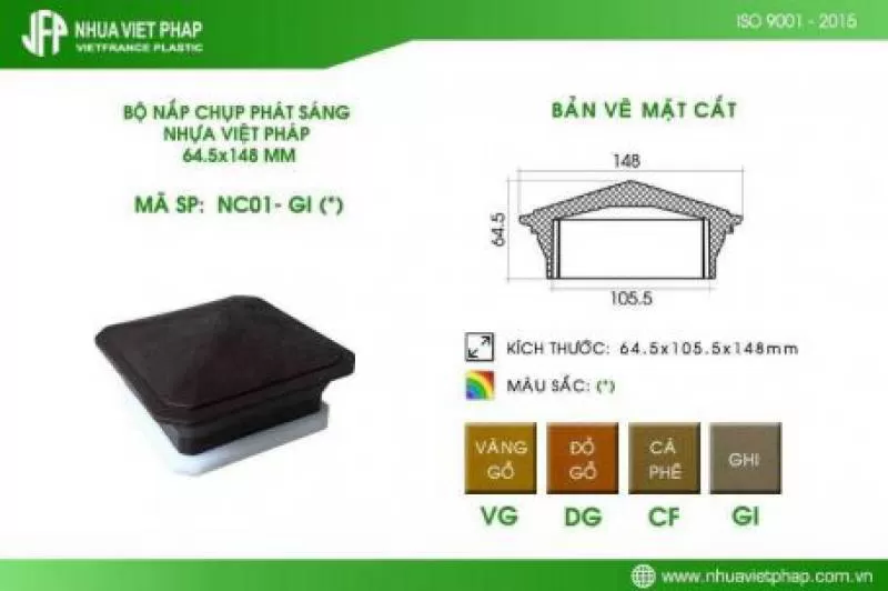 Nắp chụp phát sáng ngoài trời NC01 Nhựa Việt Pháp