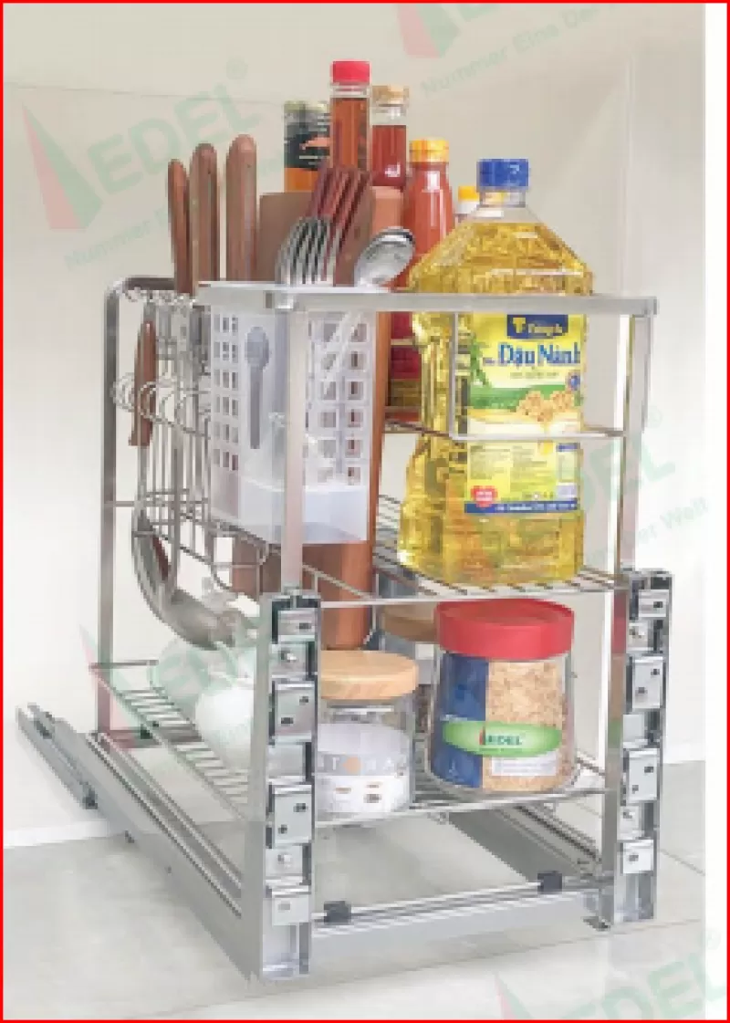 Giá đựng gia vị, dao thớt Inox 304 nan dẹt cao cấp BK01.350