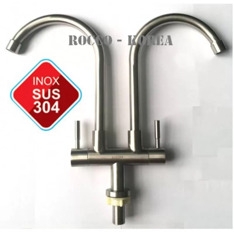 VÒI CHÉN LẠNH 2 ĐẦU INOX 304