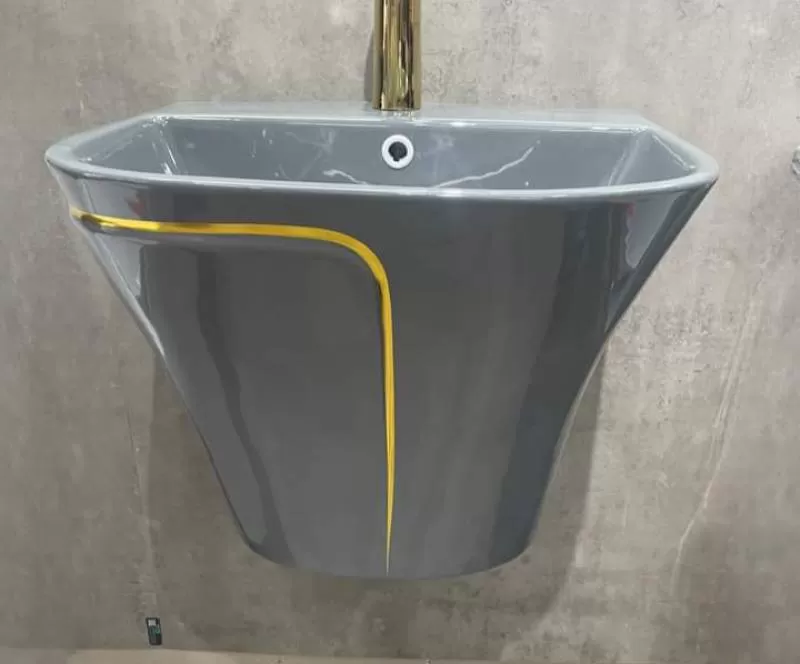 Lavabo liền khối xám