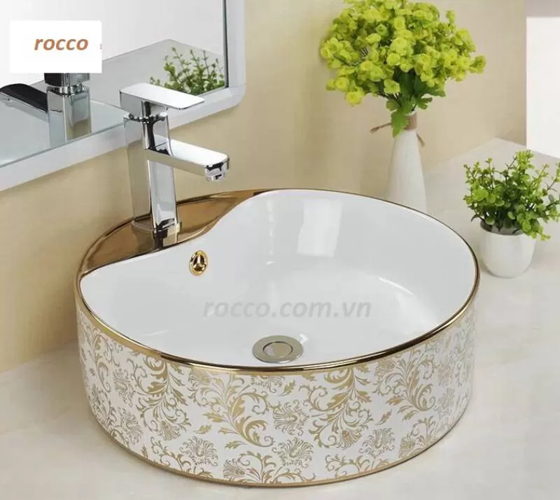 bồn rửa mặt lavabo tròn vàng