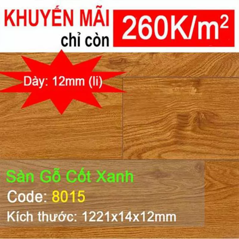Sàn Gỗ Cốt Xanh Chịu Nước 8015