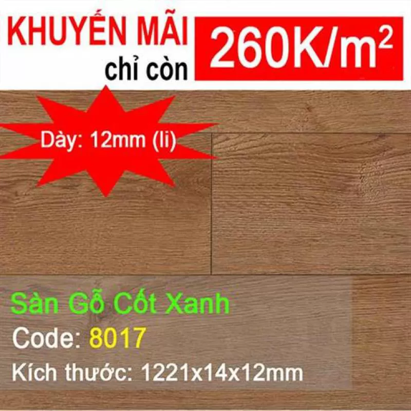 Sàn Gỗ Cốt Xanh Chịu Nước 8017