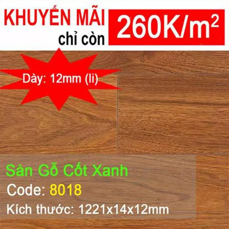Sàn Gỗ Cốt Xanh Chịu Nước 8018 