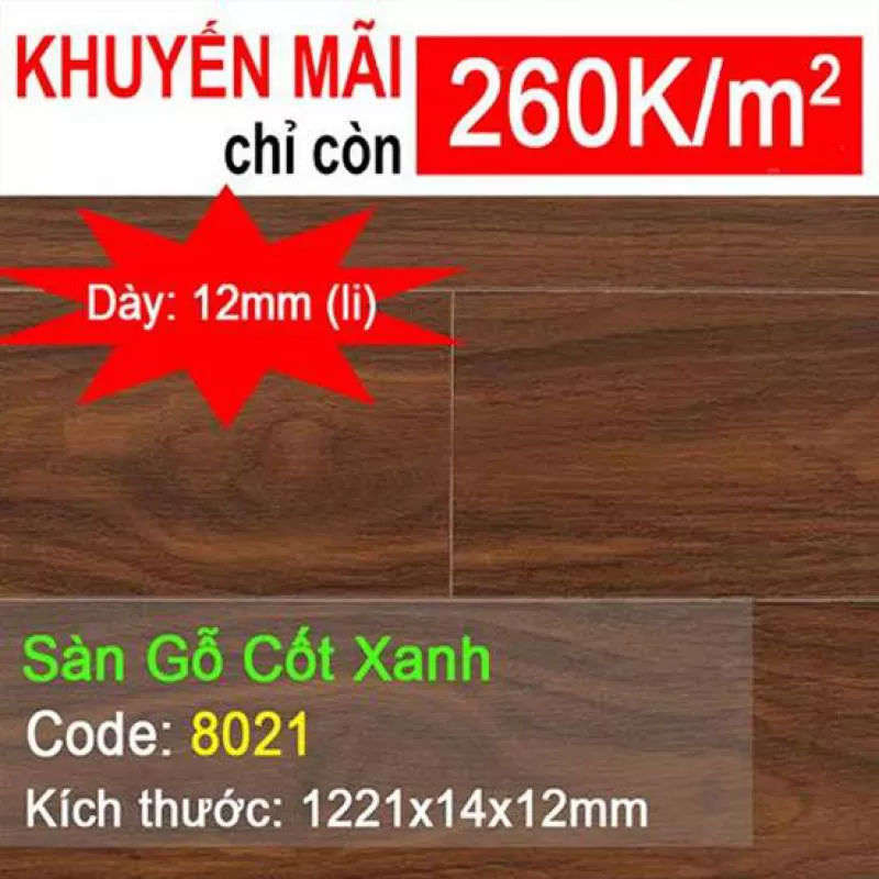 Sàn Gỗ Cốt Xanh Chịu Nước 8021 